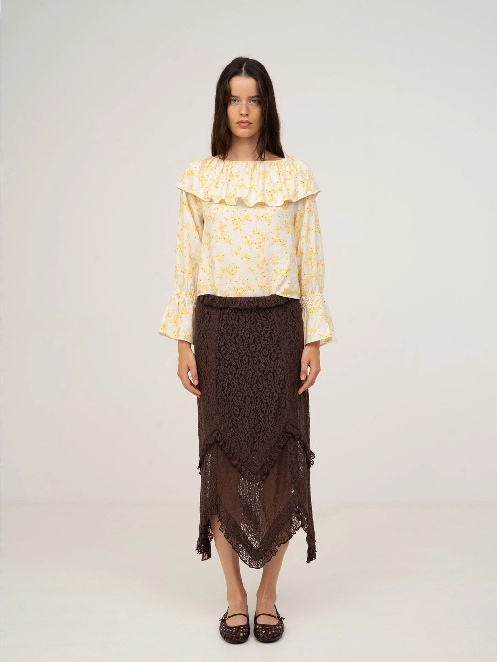 Chocolate Brown Lace Skirt