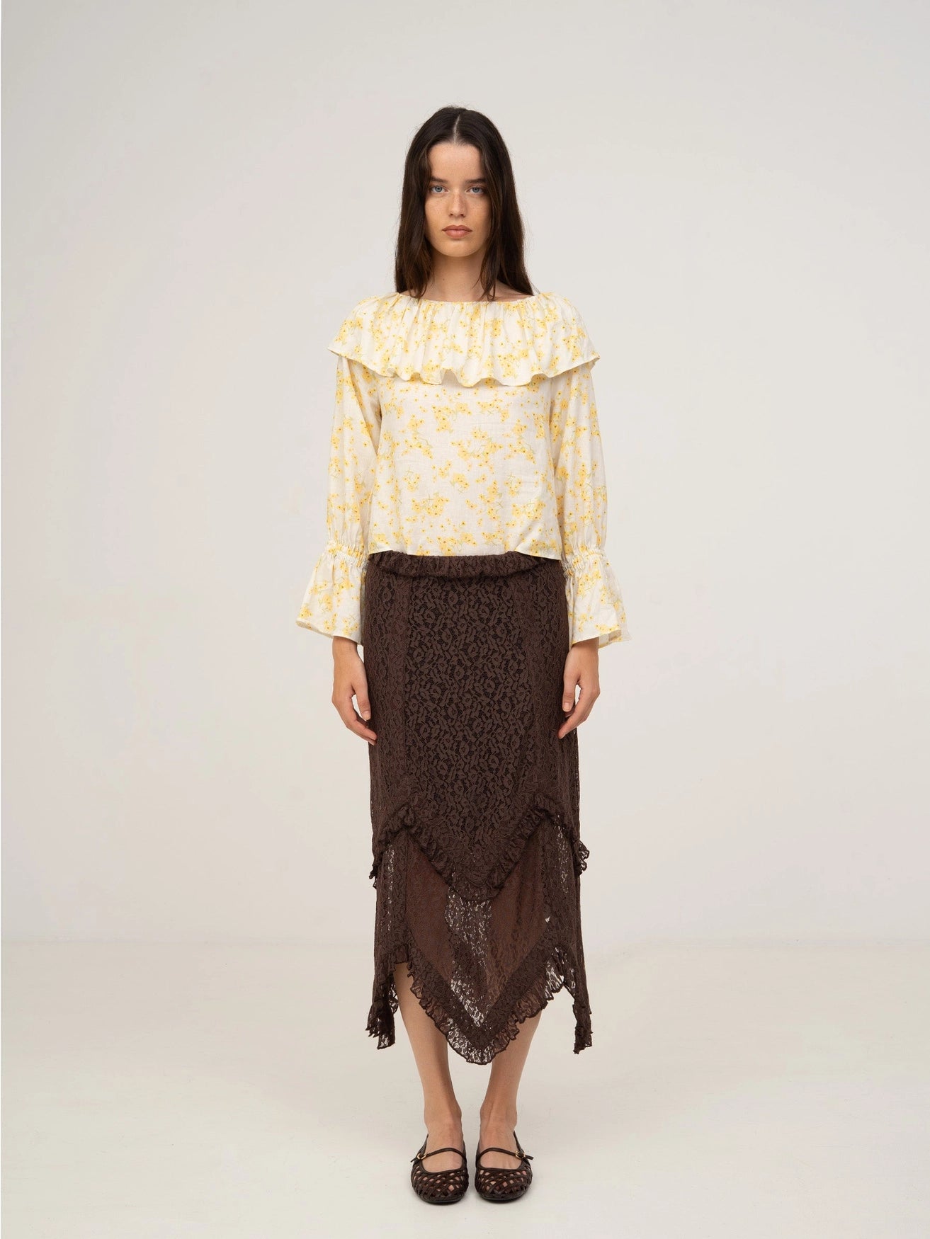 Chocolate Brown Lace Skirt