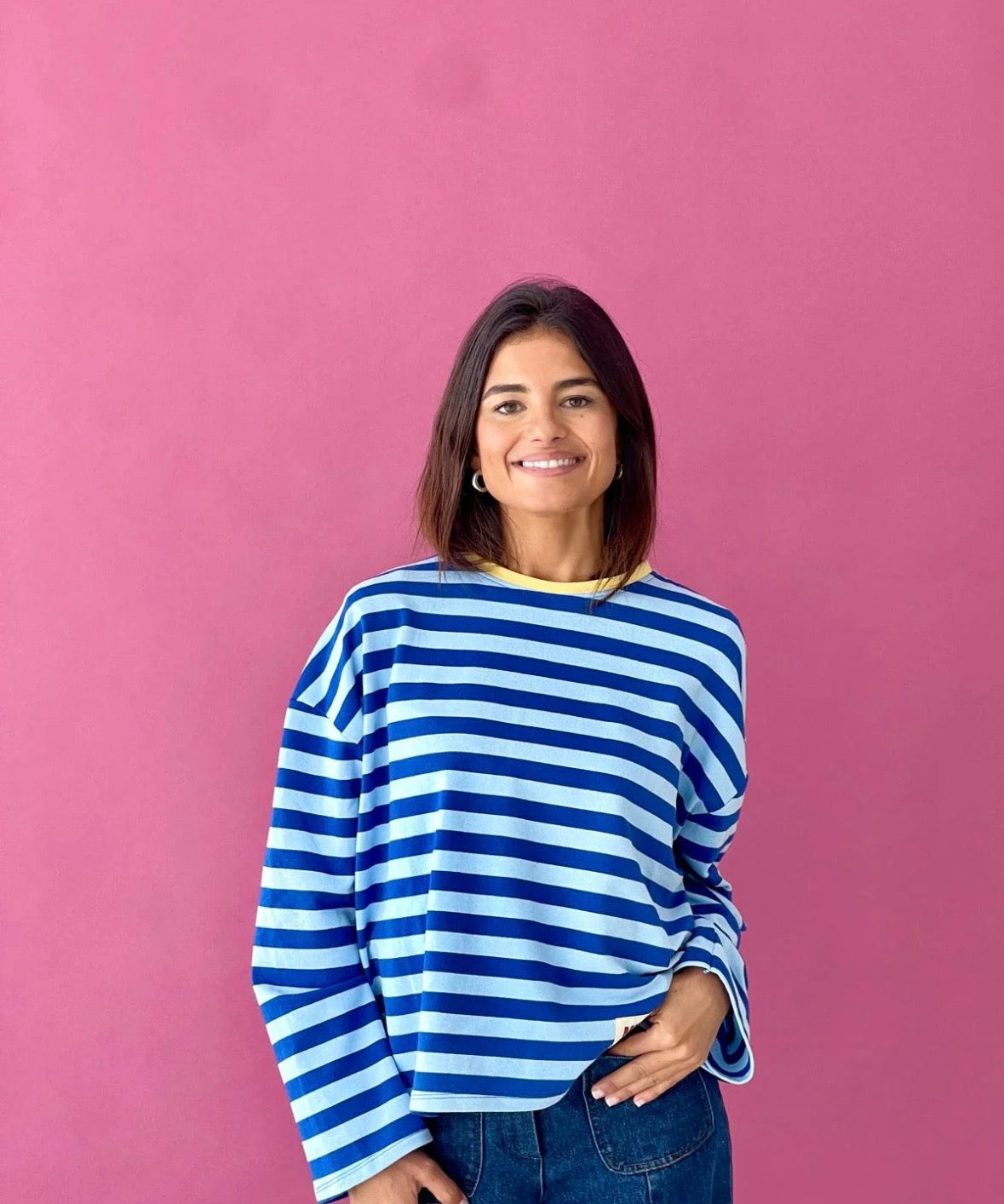 Long sleeve T-Shirt in Blue and Yellow