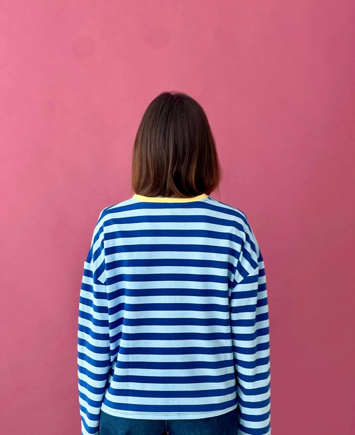 Long sleeve T-Shirt in Blue and Yellow
