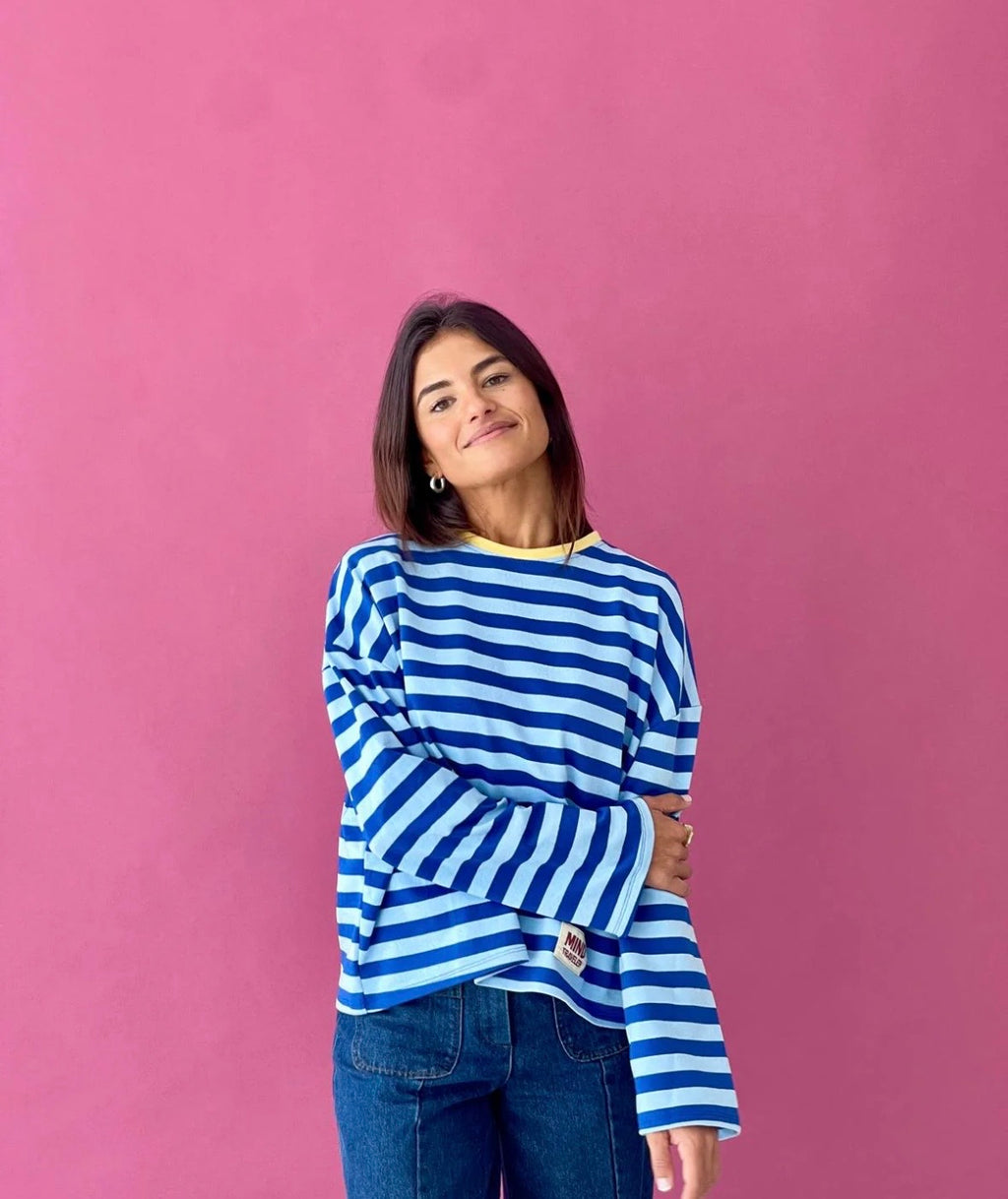 Long sleeve T-Shirt in Blue and Yellow