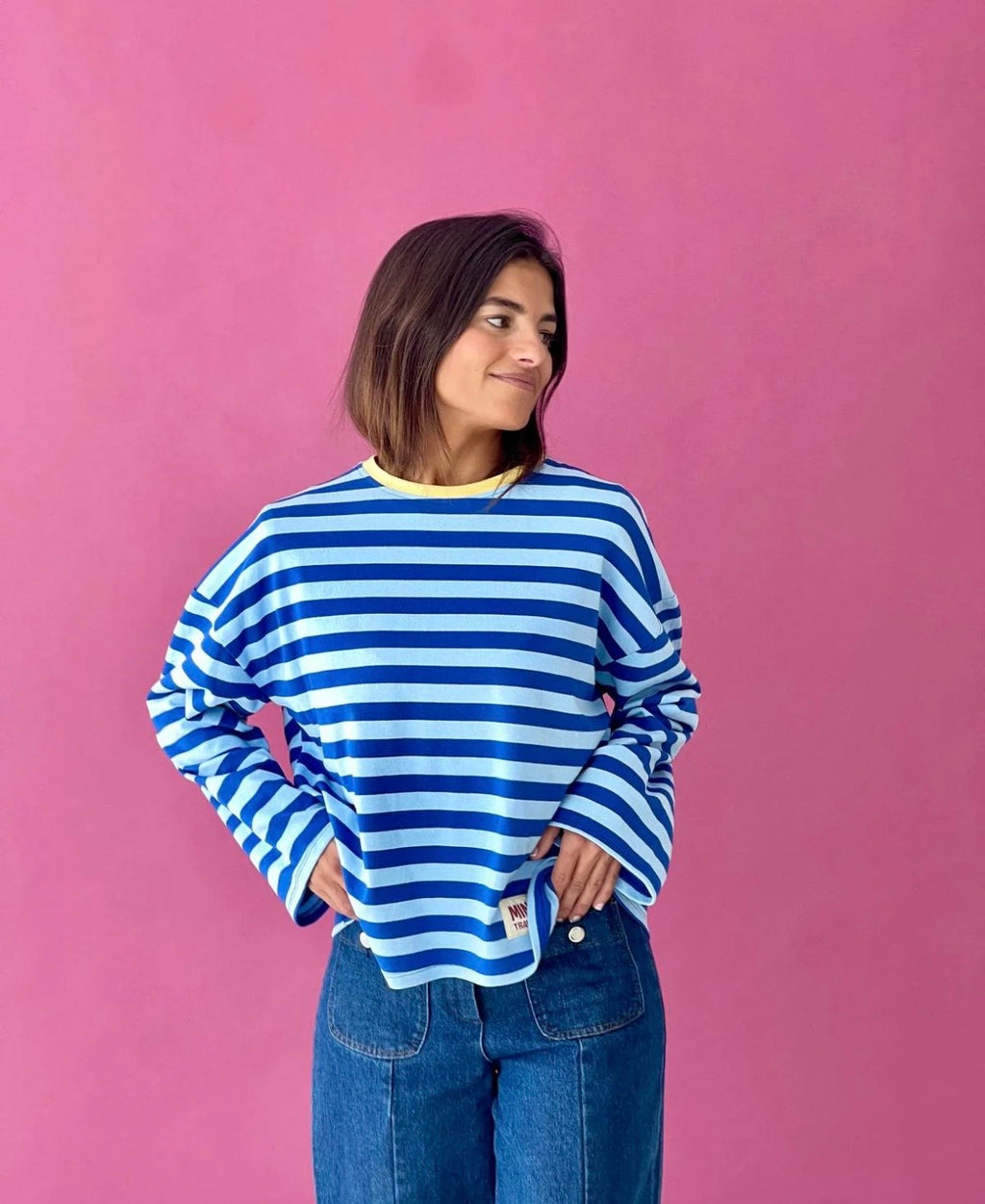 Long sleeve T-Shirt in Blue and Yellow