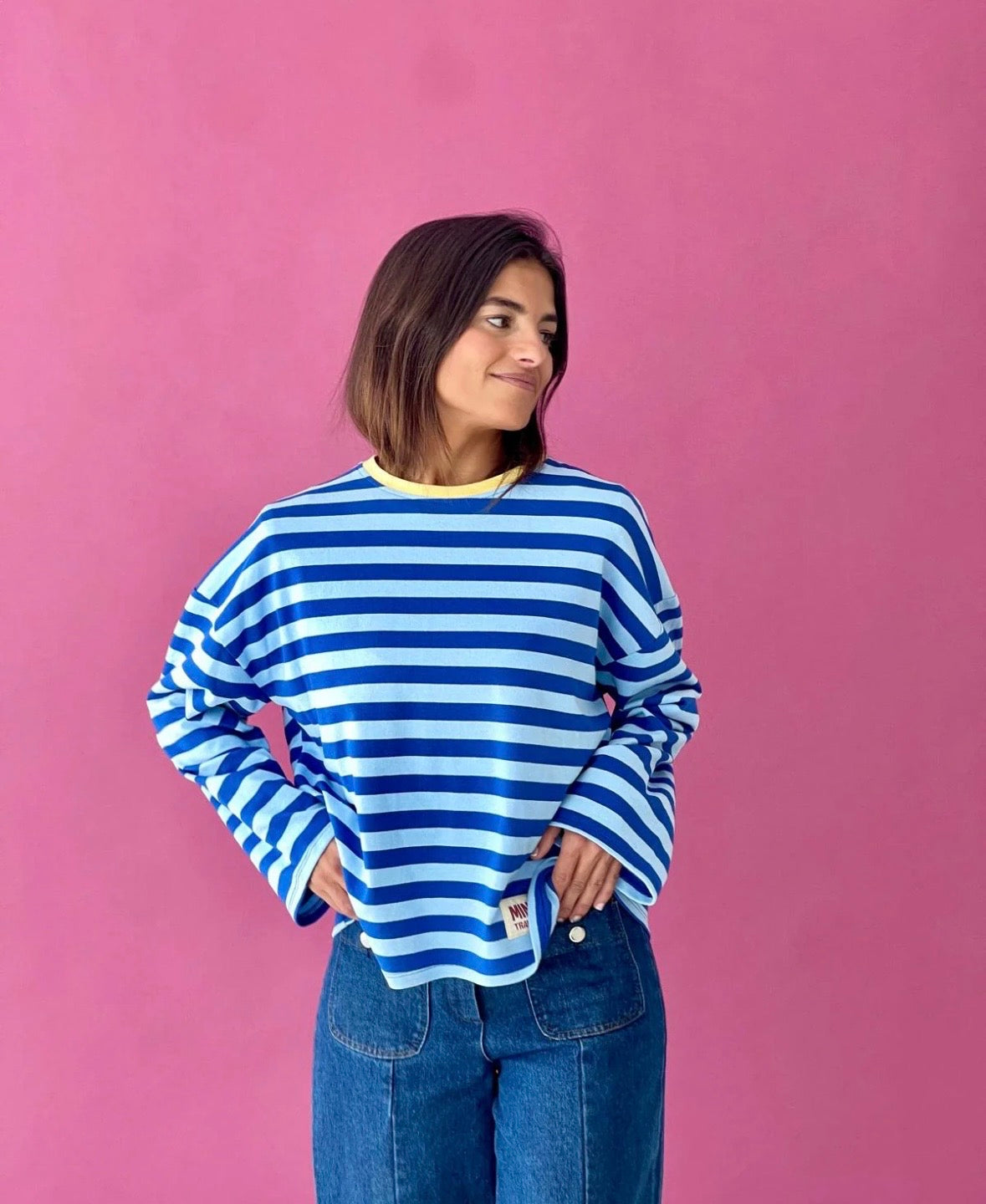 Long sleeve T-Shirt in Blue and Yellow