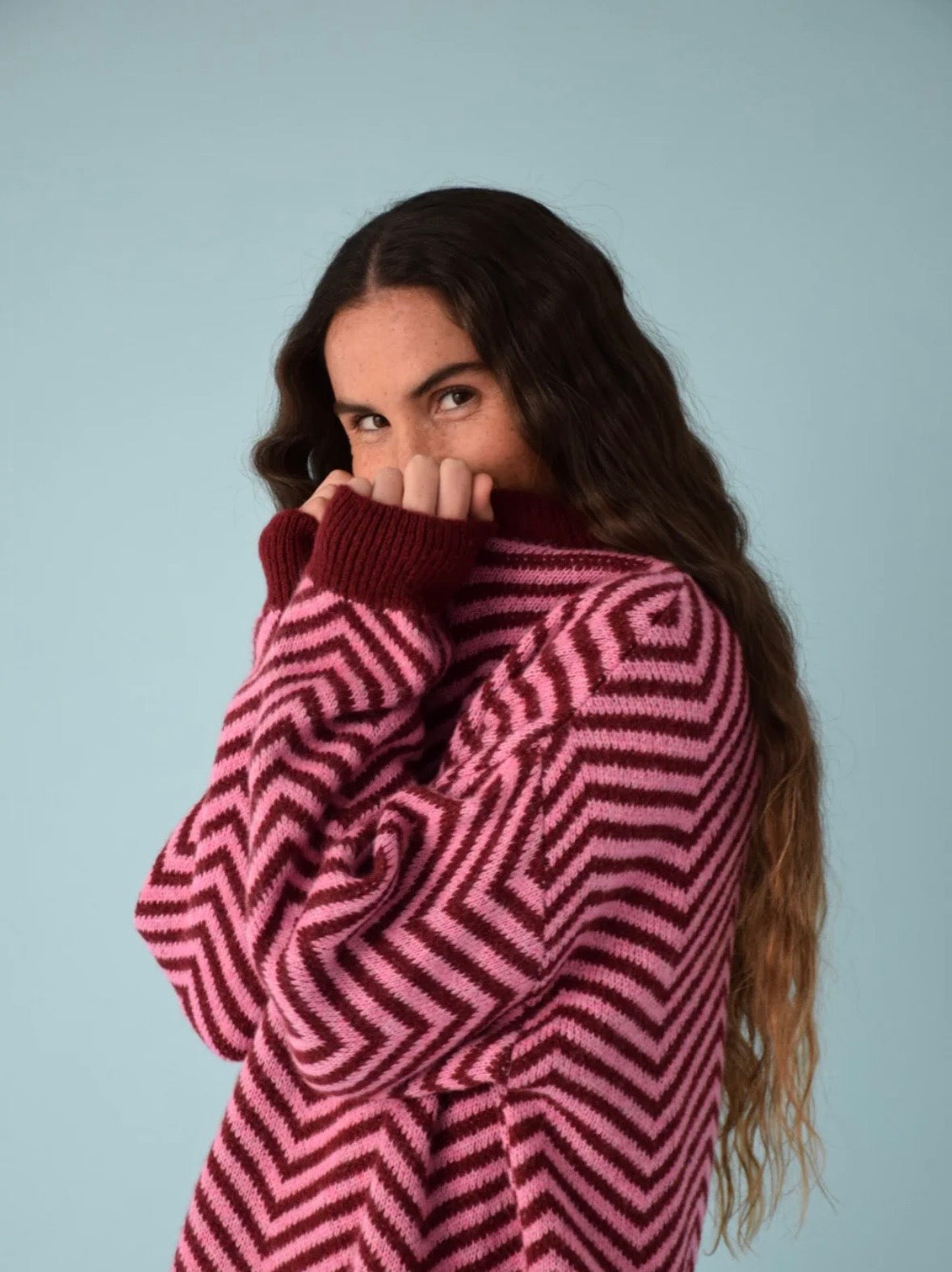 Burgundy Pink Knit Sweater