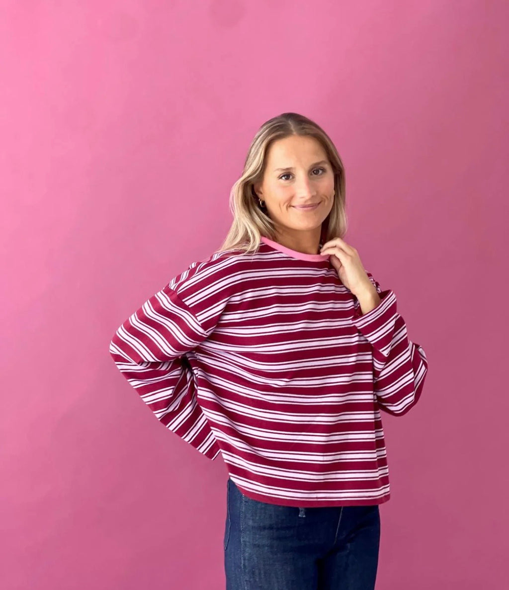 Long Sleeve T-shirt Burgundy and Pink