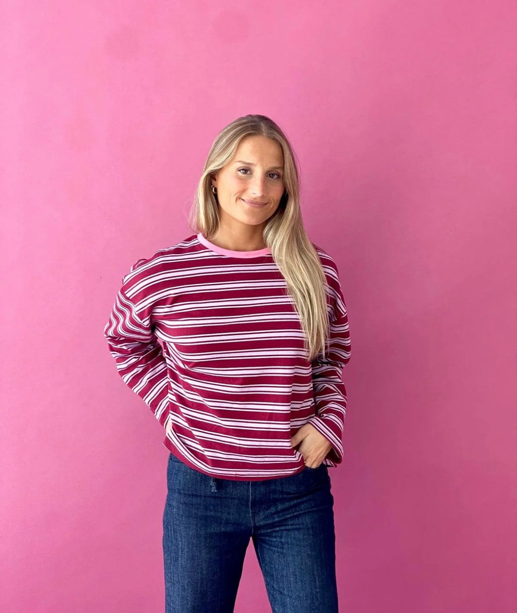 Long Sleeve T-shirt Burgundy and Pink