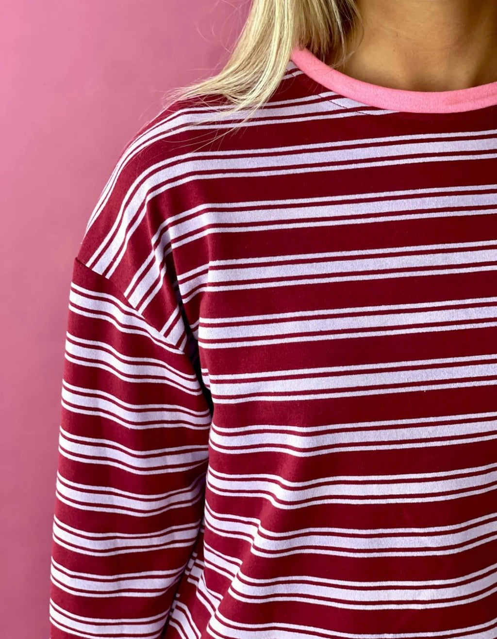 Long Sleeve T-shirt Burgundy and Pink