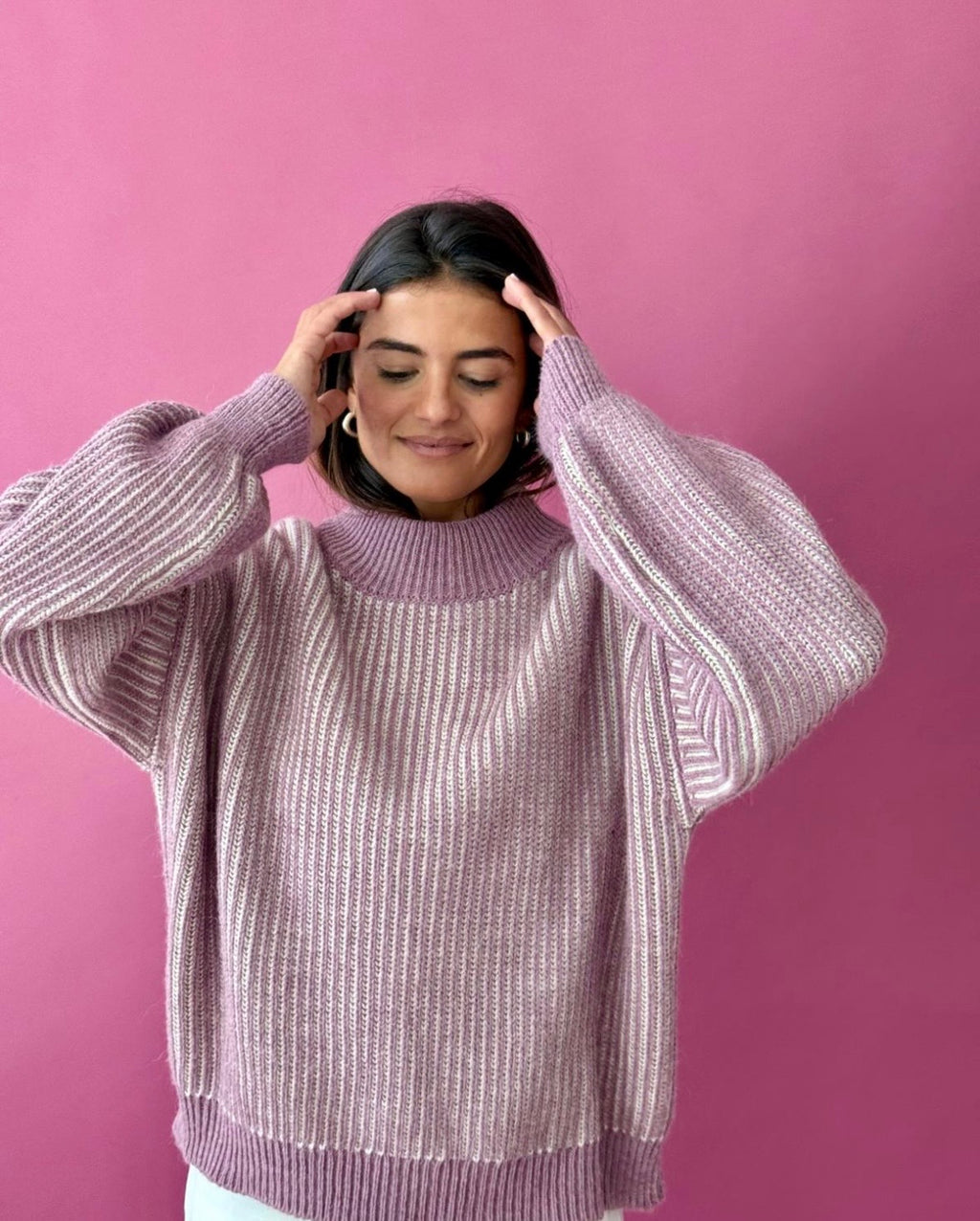 Mauve and Beige Knit Sweater