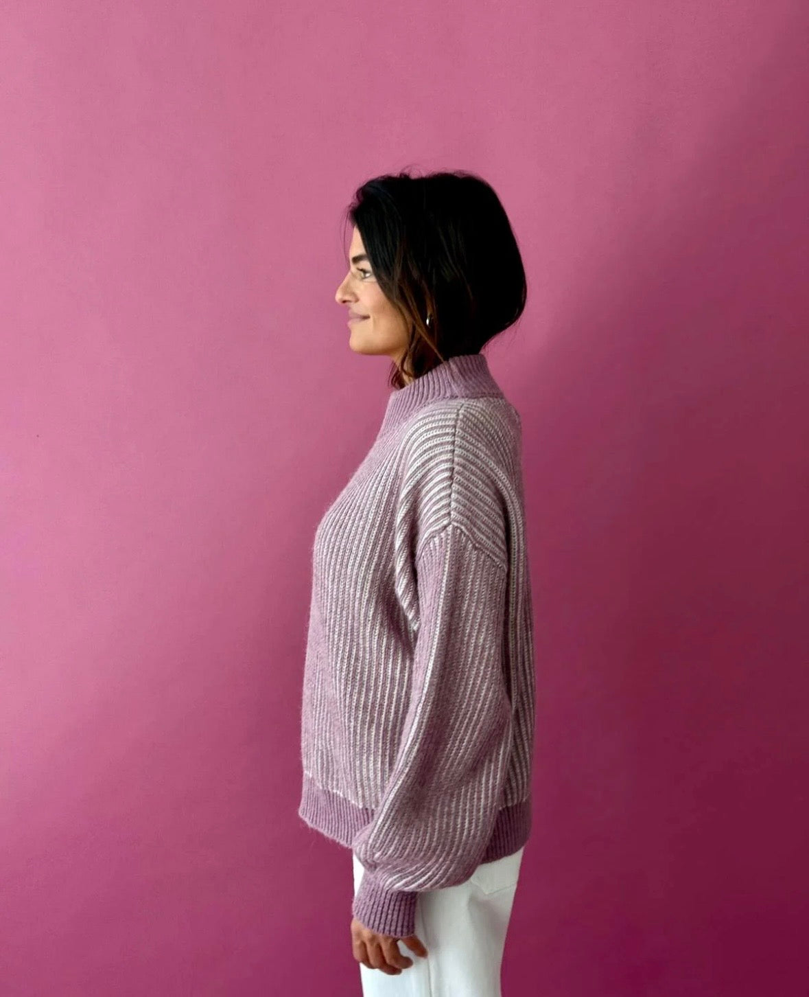 Mauve and Beige Knit Sweater