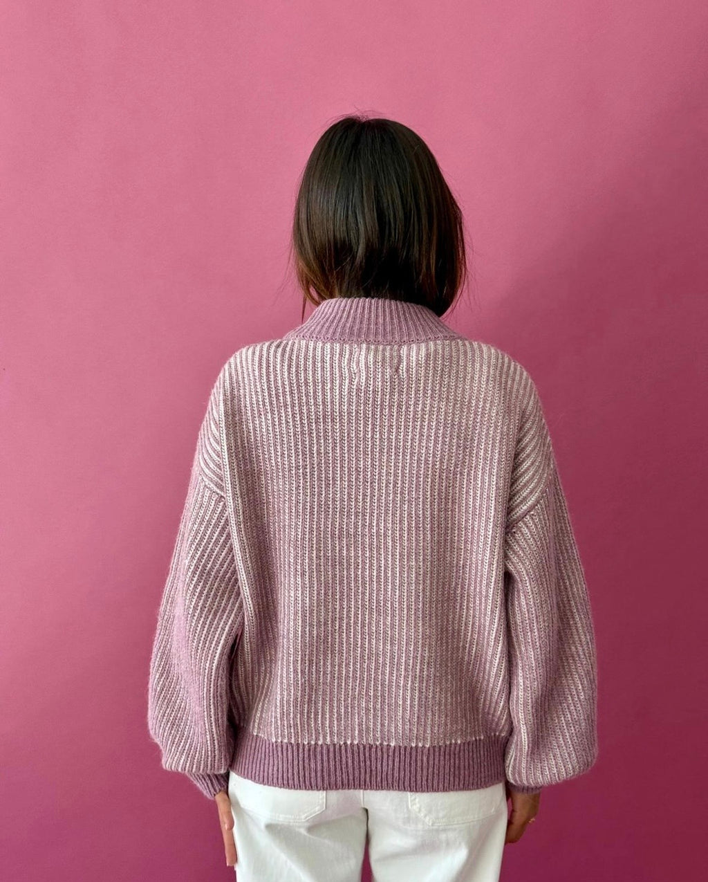 Mauve and Beige Knit Sweater