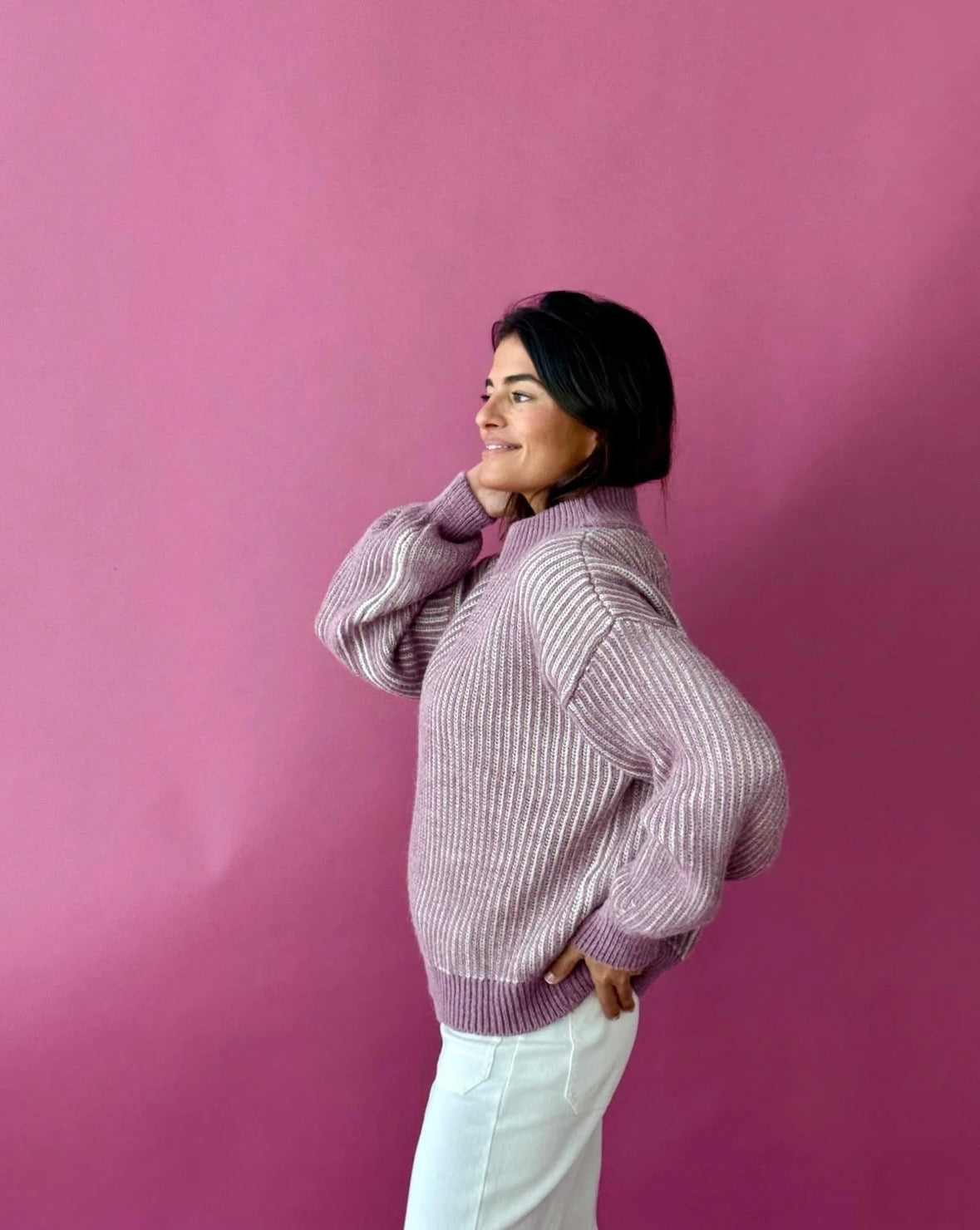 Mauve and Beige Knit Sweater