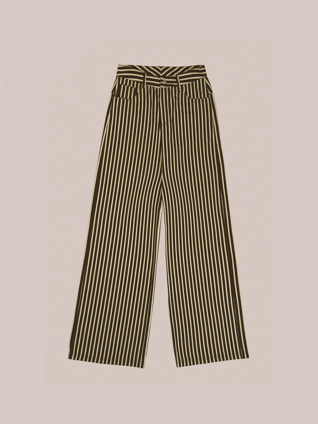 Yellow and Brown Wide-leg Jeans