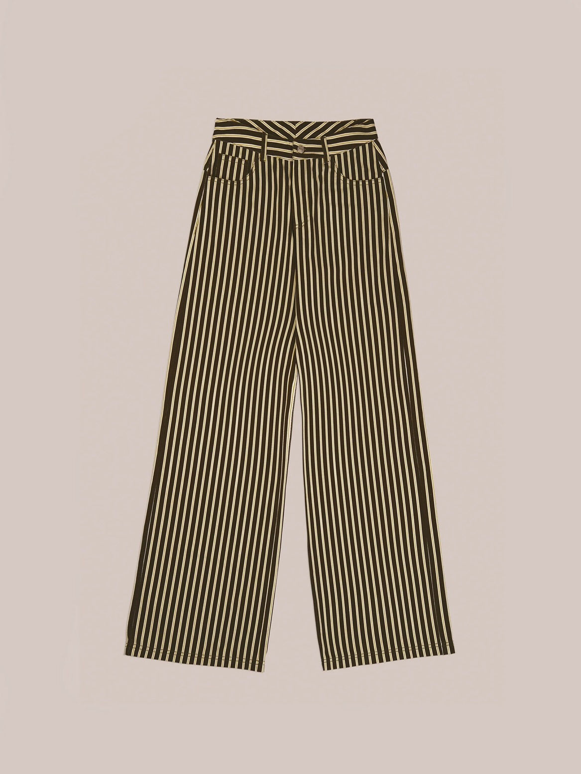 Yellow and Brown Wide-leg Jeans