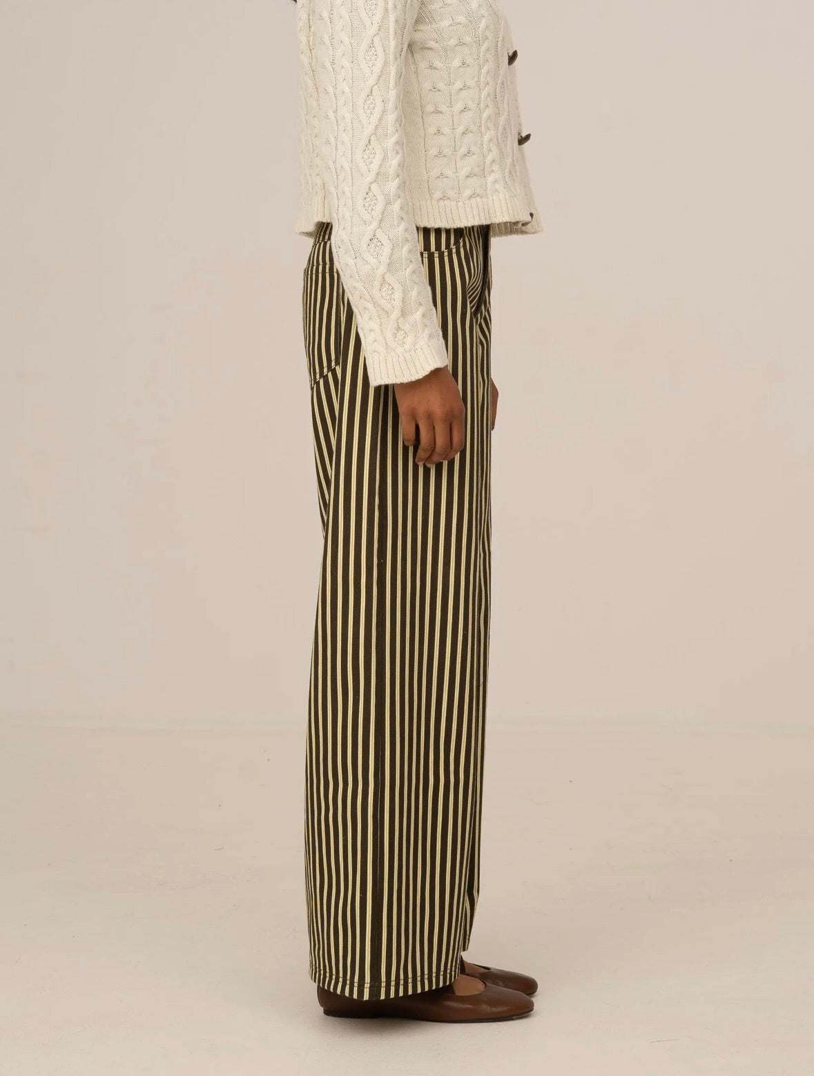 Yellow and Brown Wide-leg Jeans