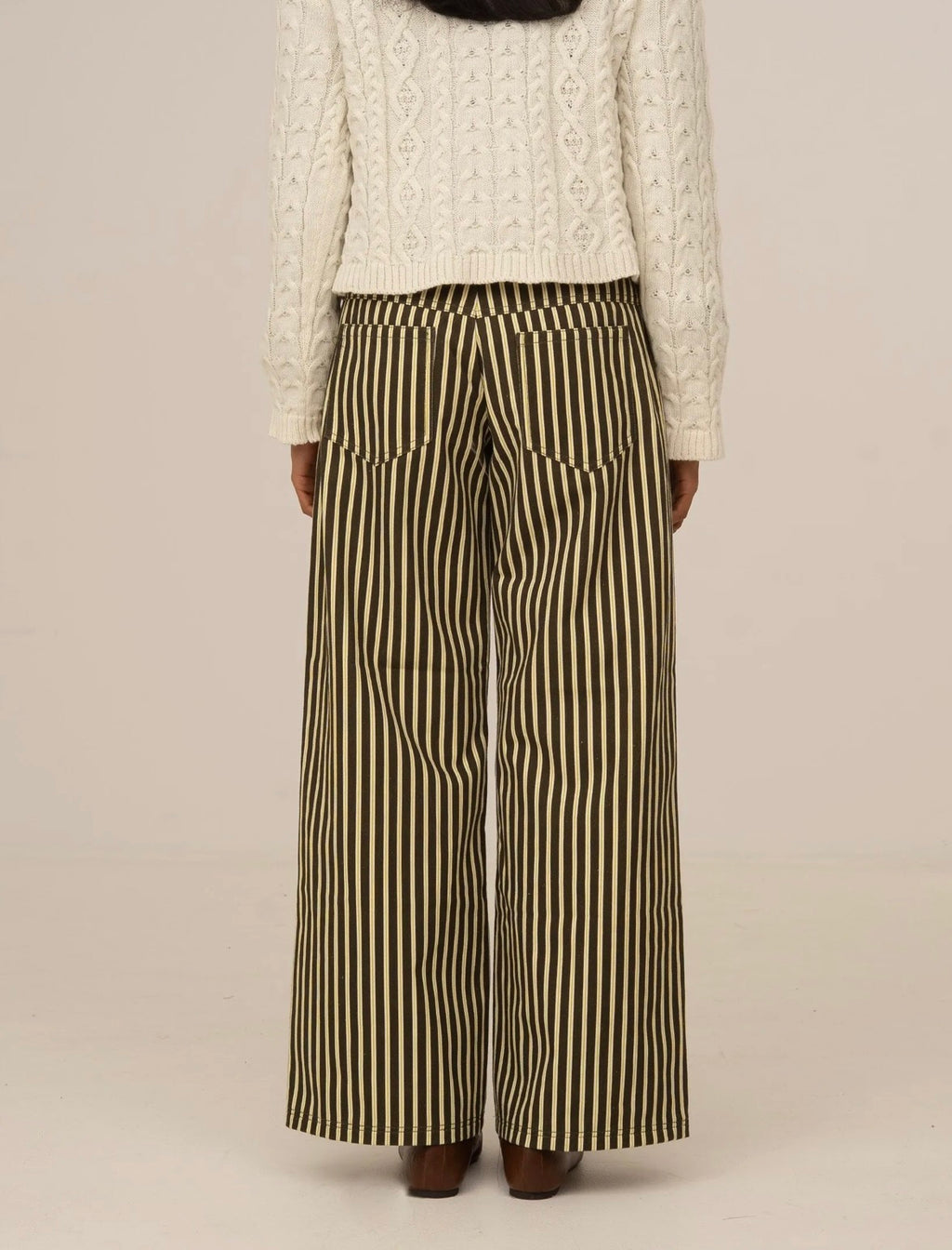 Yellow and Brown Wide-leg Jeans
