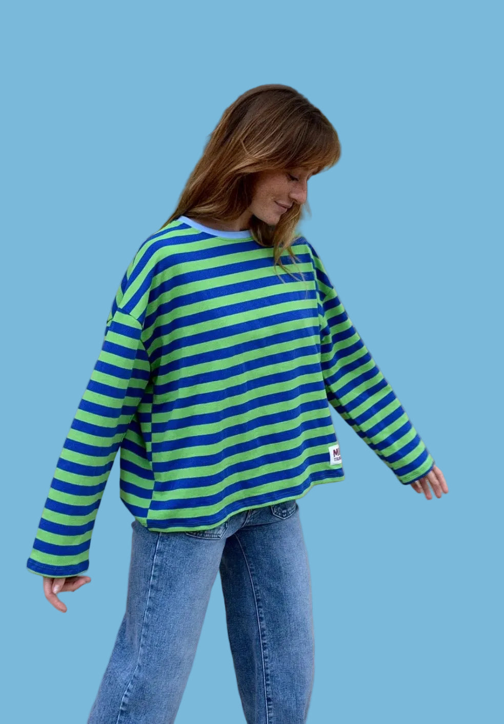 Nùria Striped Shirt in Navy & Green