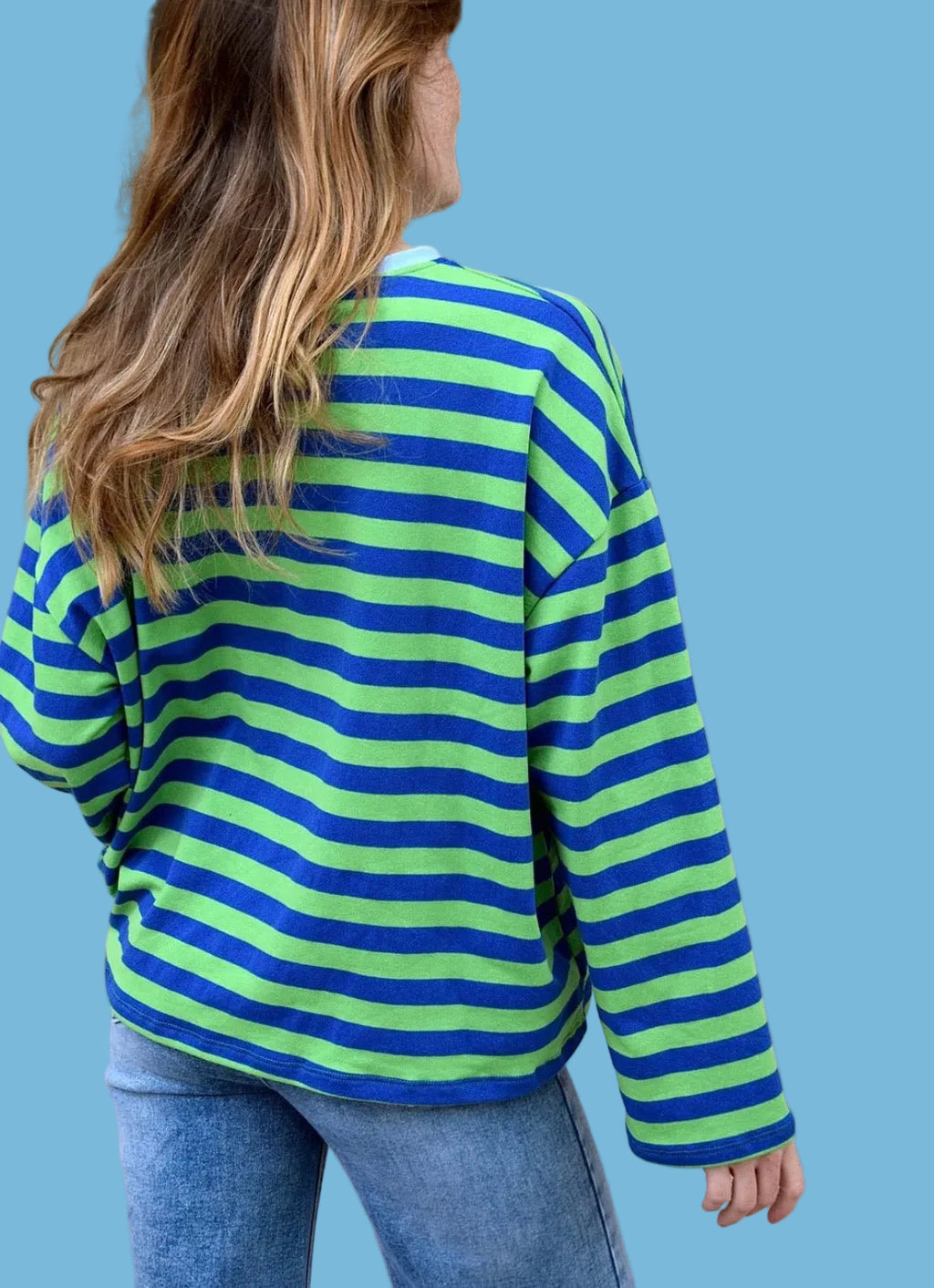 Nùria Striped Shirt in Navy & Green