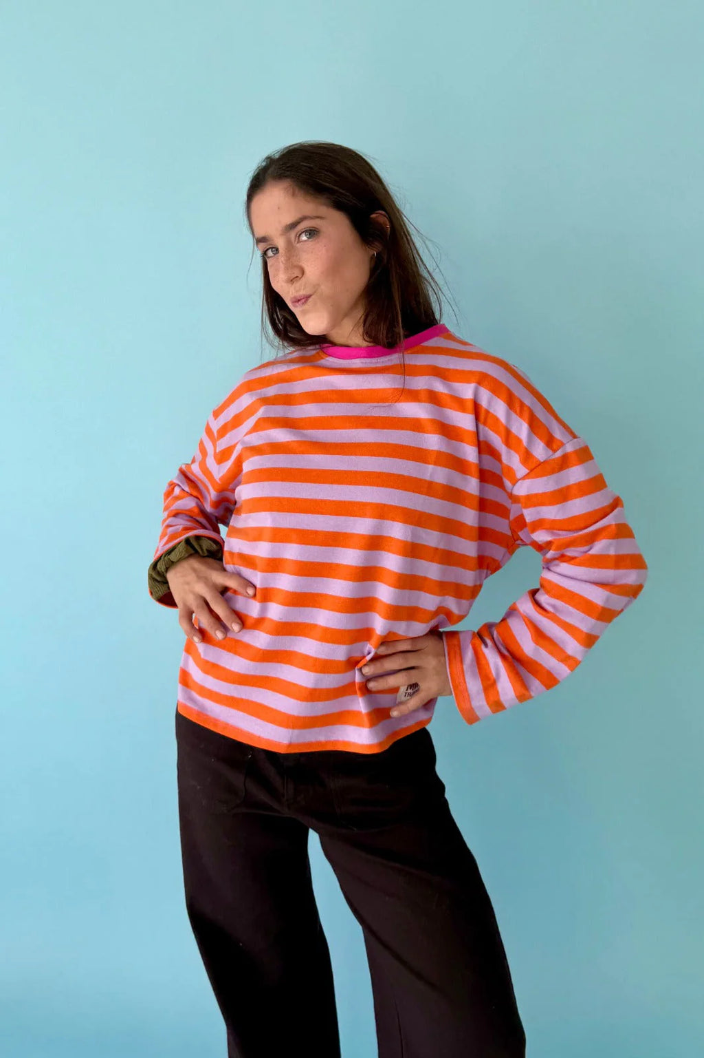 Nùria Striped Shirt in Lavender & Orange