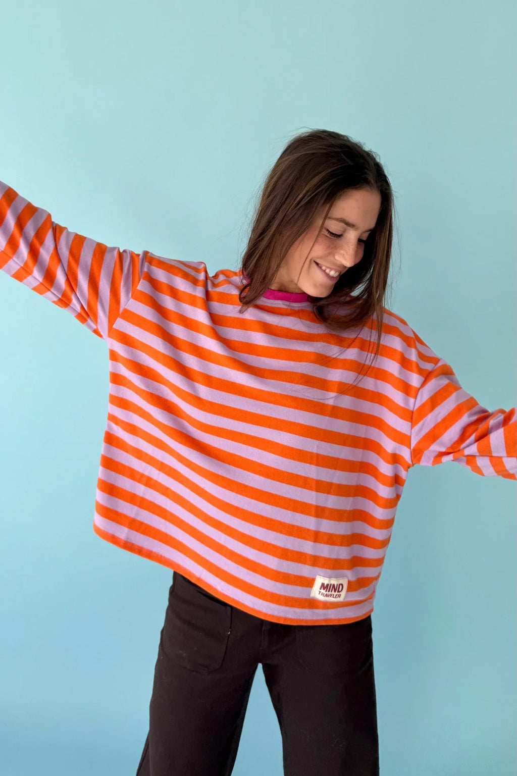Nùria Striped Shirt in Lavender & Orange