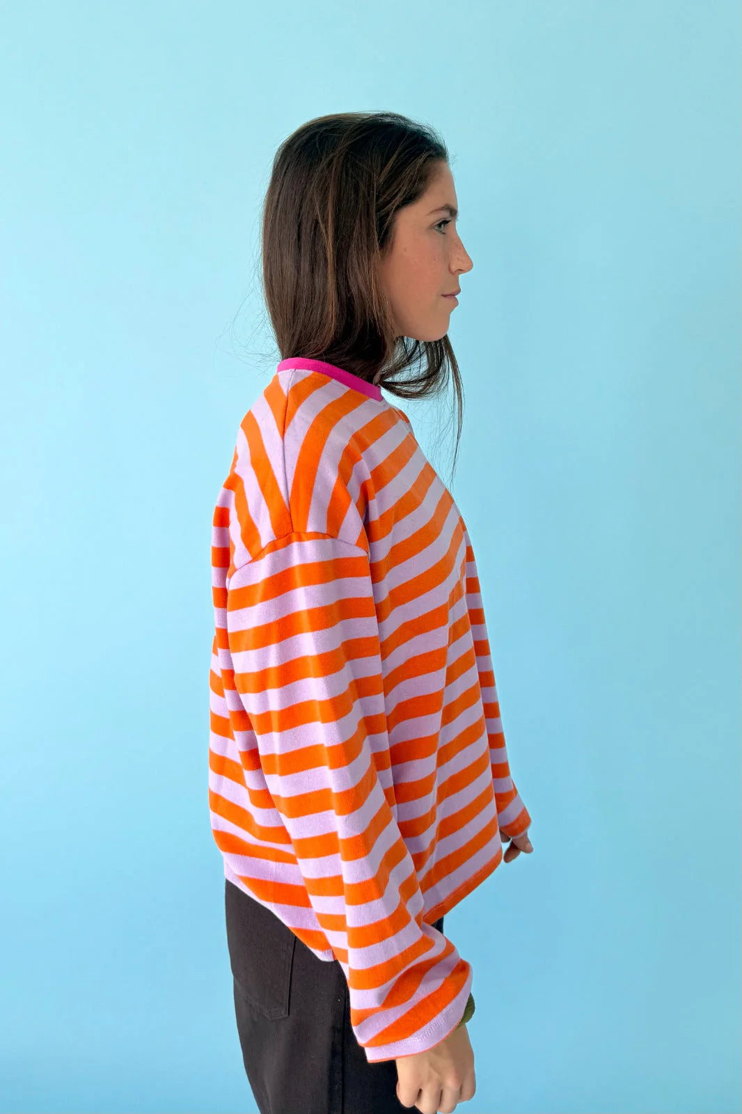 Nùria Striped Shirt in Lavender & Orange