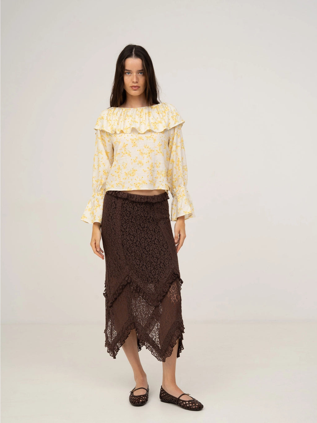 Chocolate Brown Lace Skirt